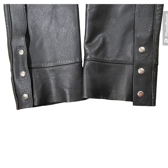 Black Belted Vintage Leather Harley Davidson Ridding Chaps Made in USA Women S - Picture 5 of 8